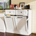 White Double Tilt Out Trash Cabinet with Pull-Out Drawers M12903