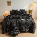 Tie Dye Plush Shaggy Duvet Cover Set, 3 Pieces Velvet Fluffy Furry Bedding Set, Queen T514856