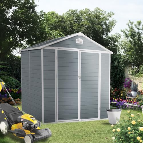 6x8ft Grey Resin Outdoor Storage Shed Kit G8685