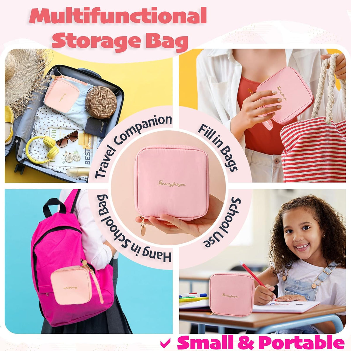 First Period Kit with Sanitary Pad Storage Bag, Wipes, Period Tracker U79452