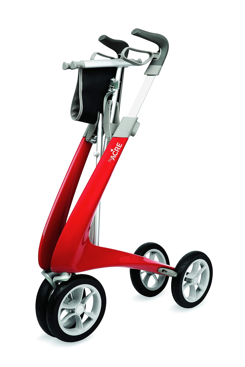 Red Carbon Ultralight Rollator Walker with Organizer Bag, Wide Track, 18.5" x 24" Seat O83322