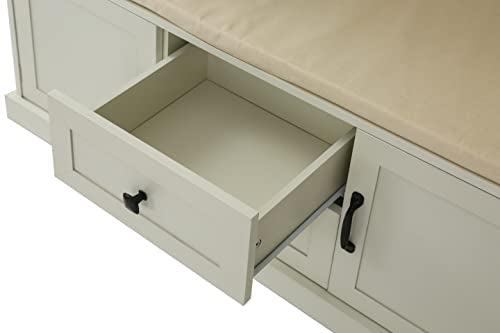 Beige 3-in-1 Wood Hall Tree Coat Hanger with Storage Bench S580039