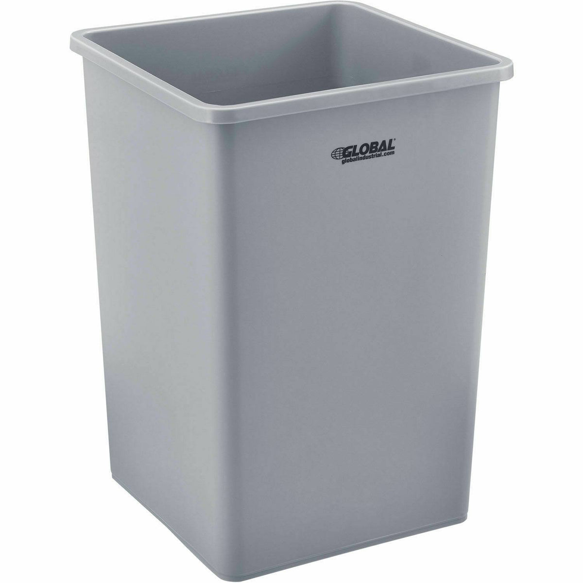 Square Plastic Garbage Can, Gray, 35 Gallon Q565