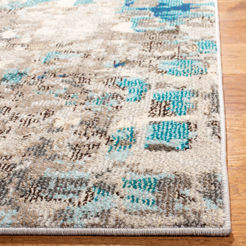 Grey/Blue Abstract Polka Dots Area Rug, 9' x 12' E145672
