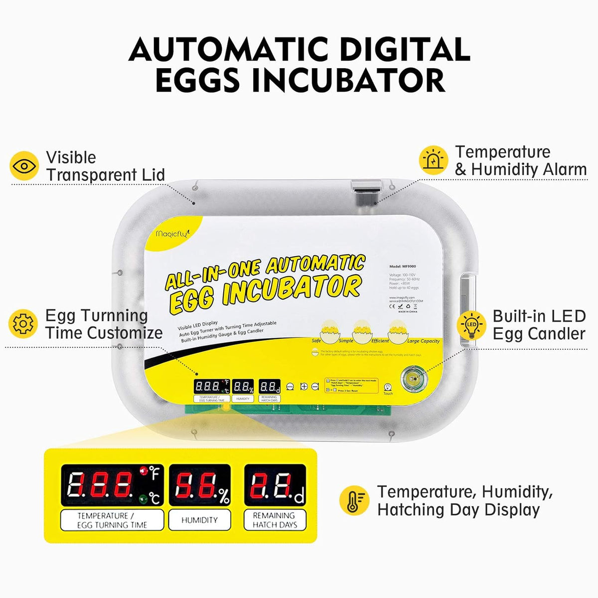 40 Egg Incubator with Automatic Egg Turning and Temperature Control M494