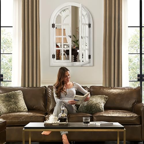 Arched Wall Mirror Wood Frame Z7456