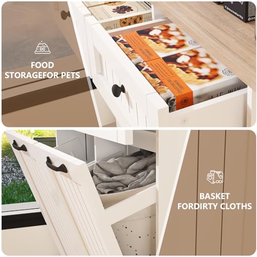 White Double Tilt Out Trash Cabinet with Pull-Out Drawers M12903