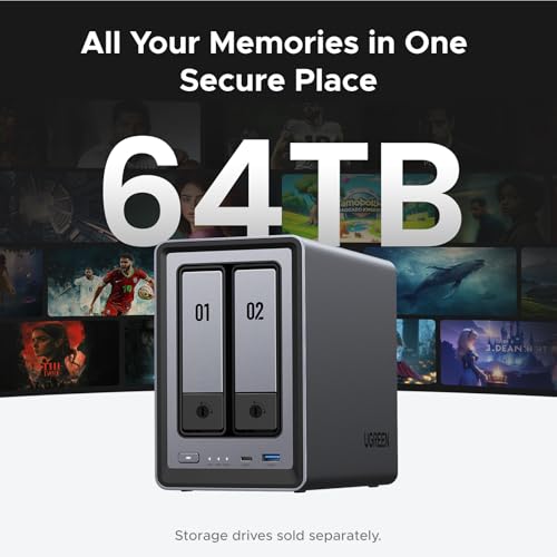2-Bay Desktop NAS with Intel N100 Quad-core CPU, 8GB DDR5 RAM, 2.5GbE, 2 M.2 NVMe Slots, 4K HDMI V723788