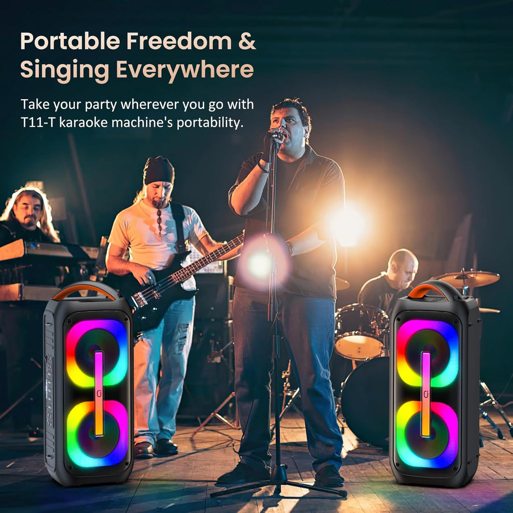 Karaoke Machine with 2 Microphones, Bluetooth Speaker with Dual 6.5" Subwoofer I733
