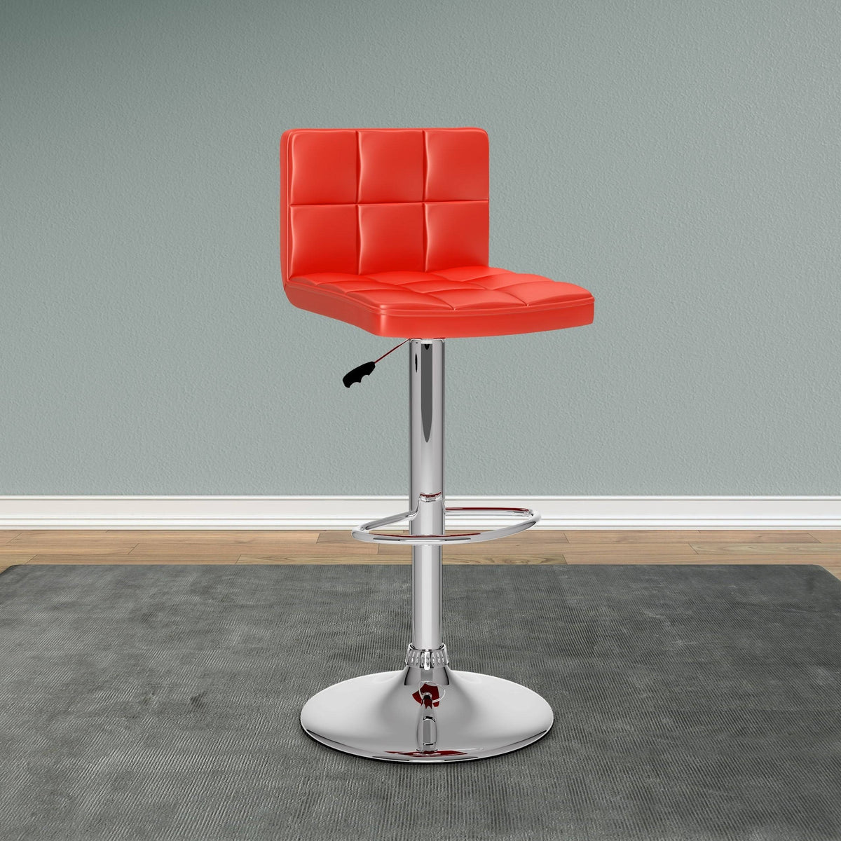 Adjustable Leatherette Bar Stool Set of 2 Red G381342
