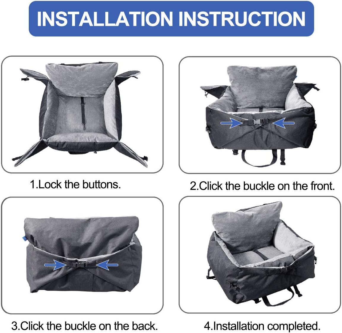 2-in-1 Dog Car Bed Booster Seat with Safety Leash O13278