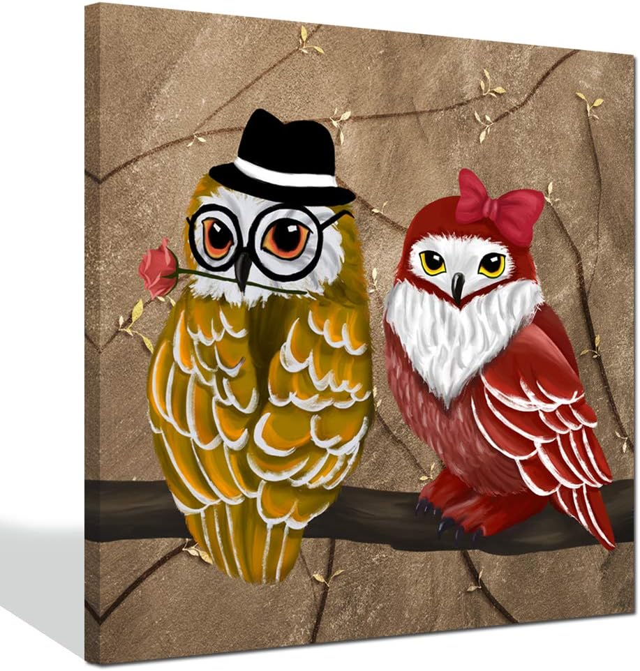 Owl Canvas Wall Art Framed 24x24 Inches Q117