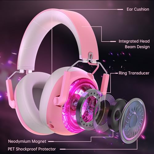Black Wireless Gaming Headset with Bluetooth 5.3 and Noise Canceling Microphone H511