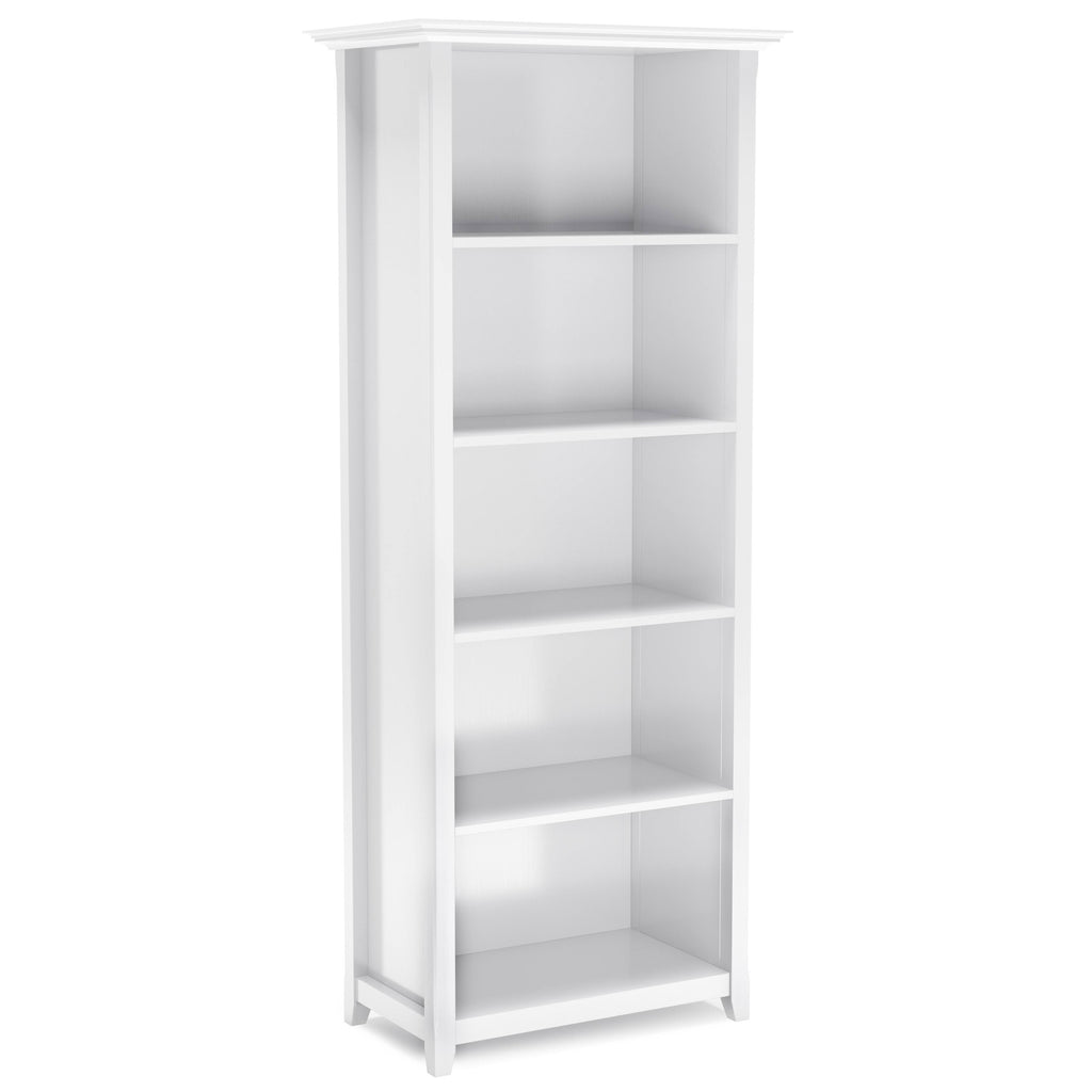 White 5 Shelf Solid Wood Bookcase Z47312