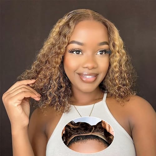 Deep Wave Curly Bob Lace Front Wig Human Hair 4x4 Lace Closure 180% Density 12in W3825