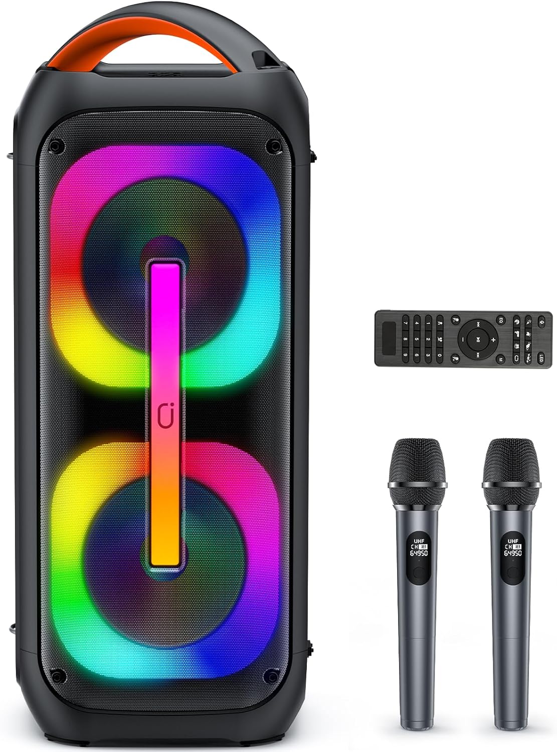 Karaoke Machine with 2 Microphones, Bluetooth Speaker with Dual 6.5" Subwoofer I733