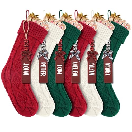 18Inch Cable Knitted Christmas Stockings in Red, White, Green I705
