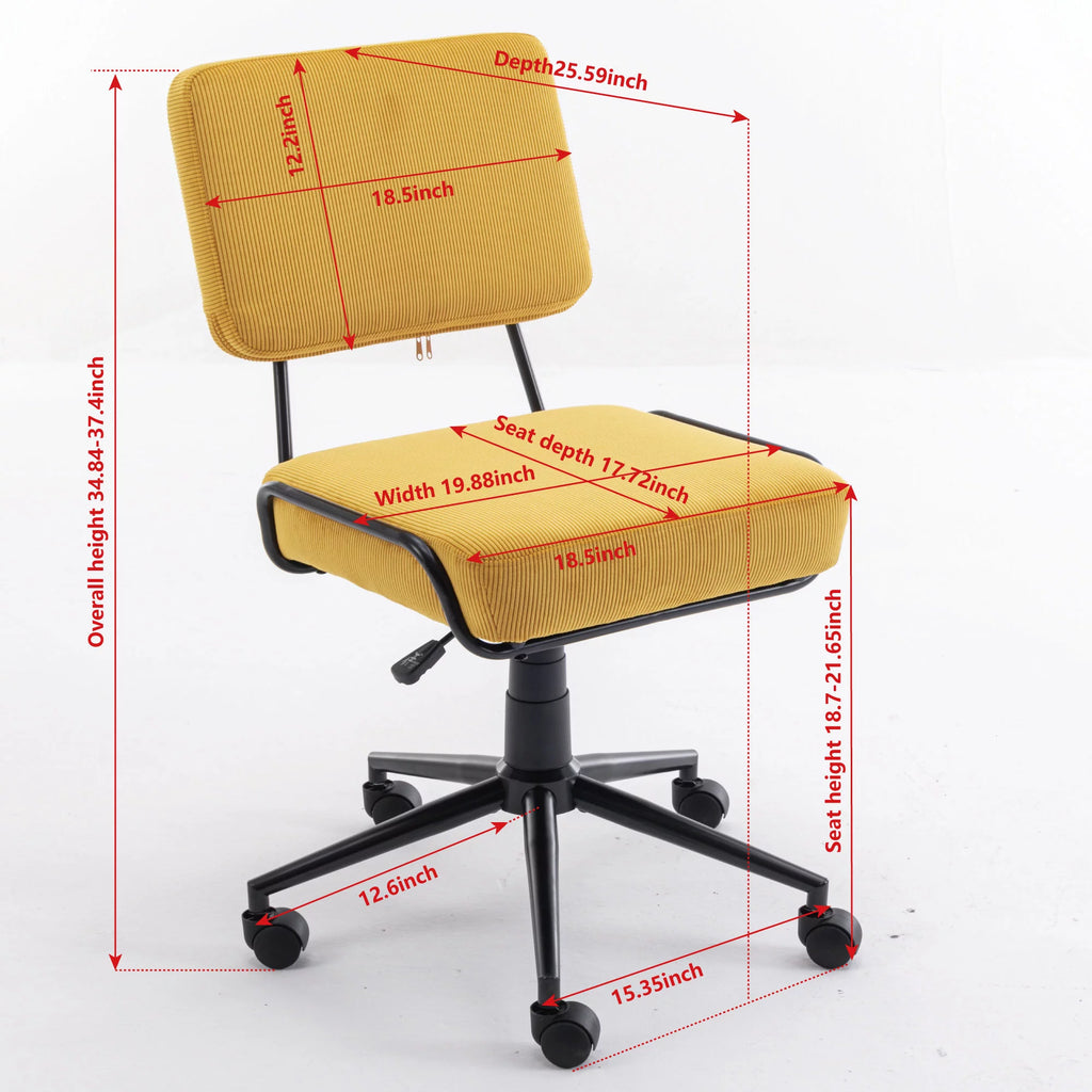 White Corduroy Swivel Desk Chair with Wheels P15924
