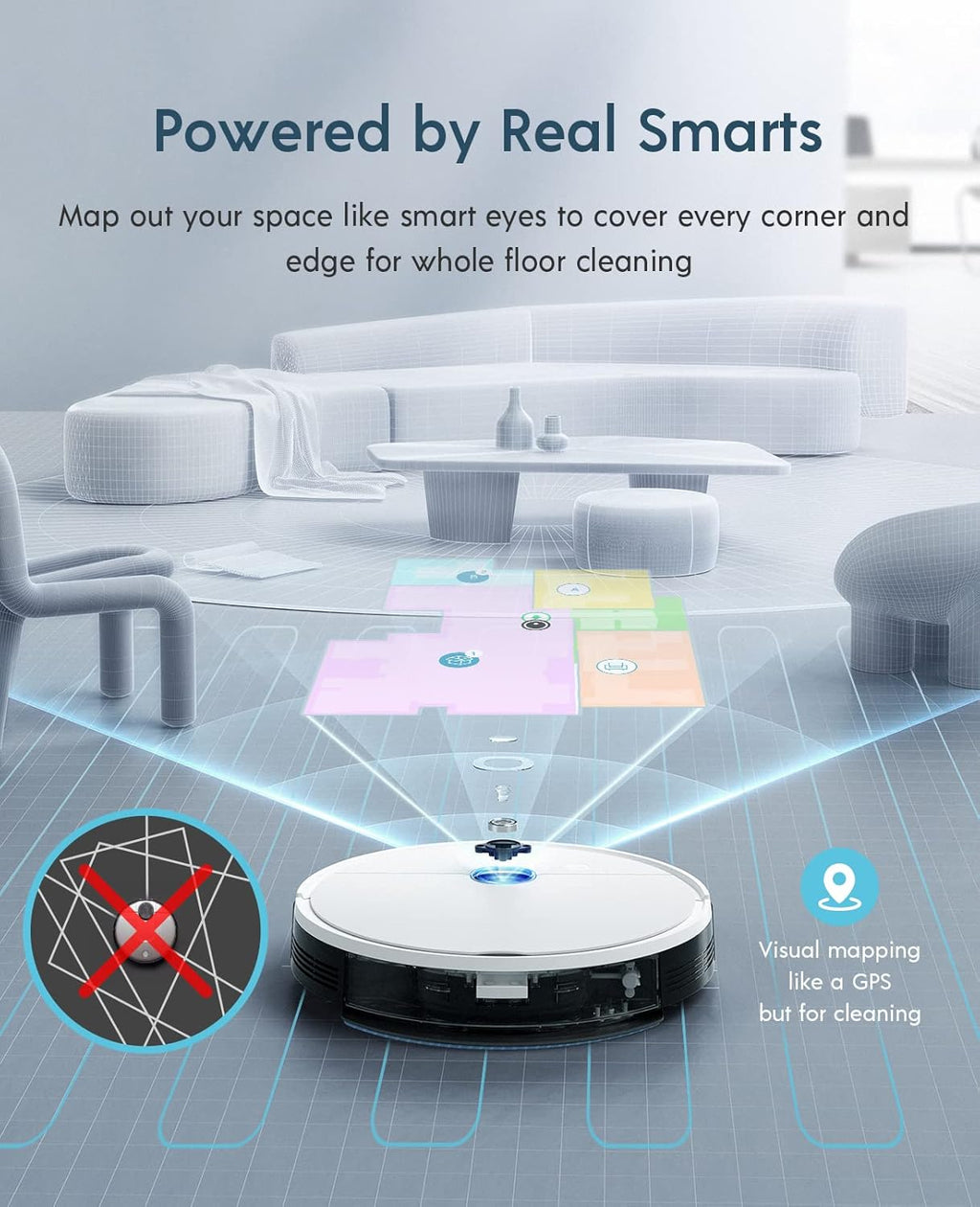 Robot Vacuum and Mop, 3000Pa Suction, 200mins Runtime Z871839