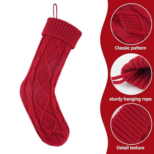 18Inch Cable Knitted Christmas Stockings in Red, White, Green I705