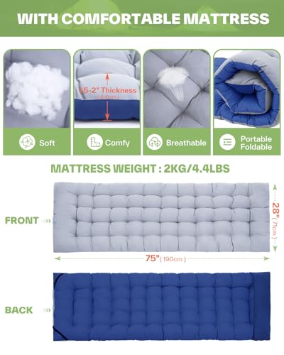 Camping Cot with Mattress Max Load 450 LBS Heavy Duty Portable Folding Bed C7284
