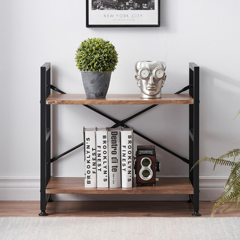 5 Tier Wood Bookshelf with Metal Frame Y278