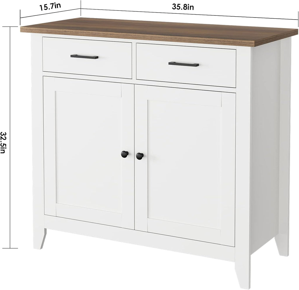 Ivory White Kitchen Storage Cabinet with Drawers and Doors G8232