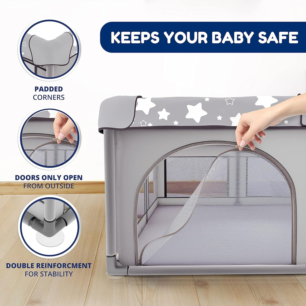 X-Large Foldable Portable Baby Playpen with Carry-Case Y6021