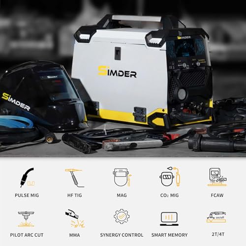 Aluminum MIG Welder Pulse MIG/MAG/HF TIG/Stick/Pilot ARC Plasma Cutter 200A Welding Machine 10 in 1 Welder Cutter Combo V104