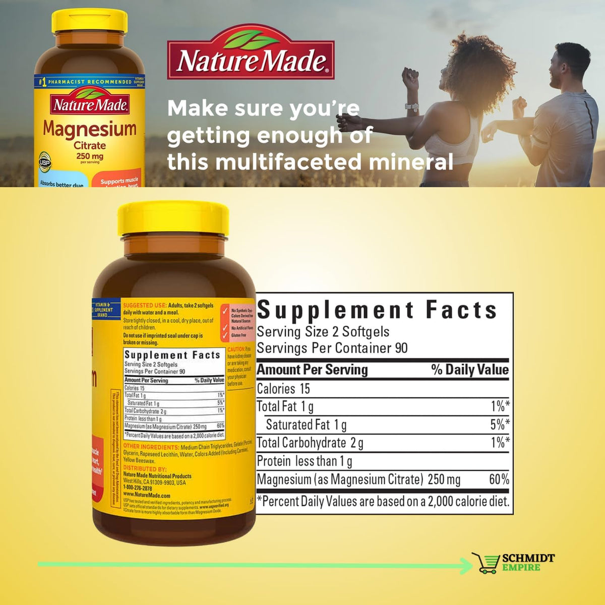 Magnesium Citrate 250 mg Supplement, 180 Count Softgels P315