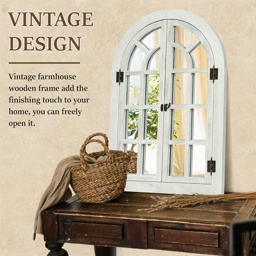 Arched Wall Mirror Wood Frame Z7456