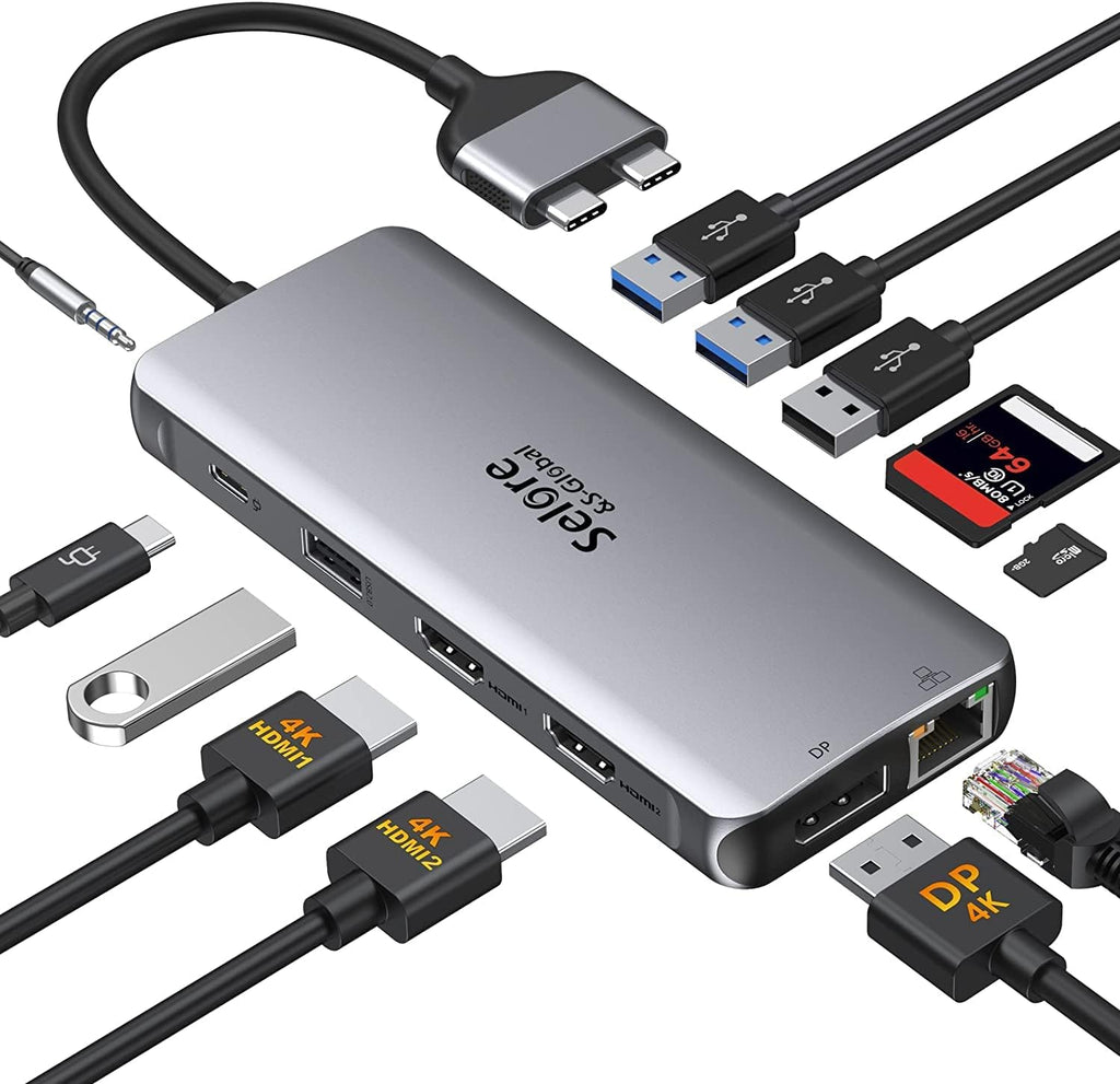 12 in 1 USB C Docking Station Dual Monitor HDMI Adapter O37694
