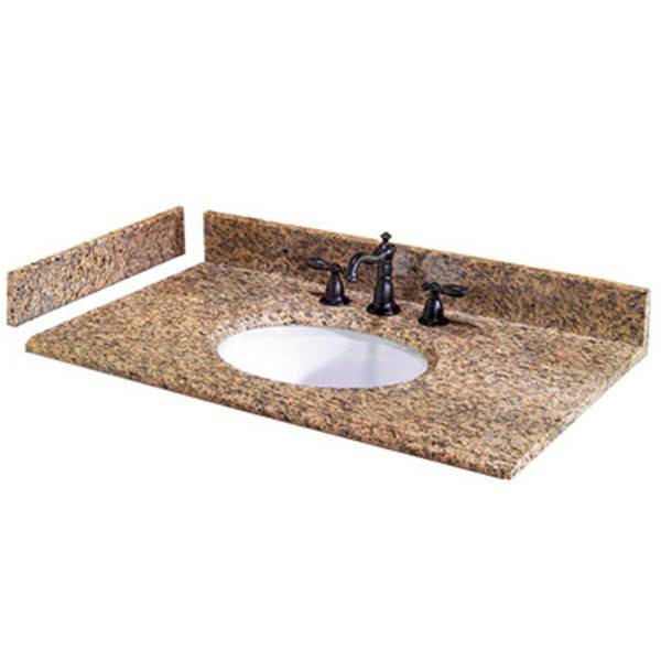 31x22 Golden Hill Granite Vanity Top with White Bowl Q4575