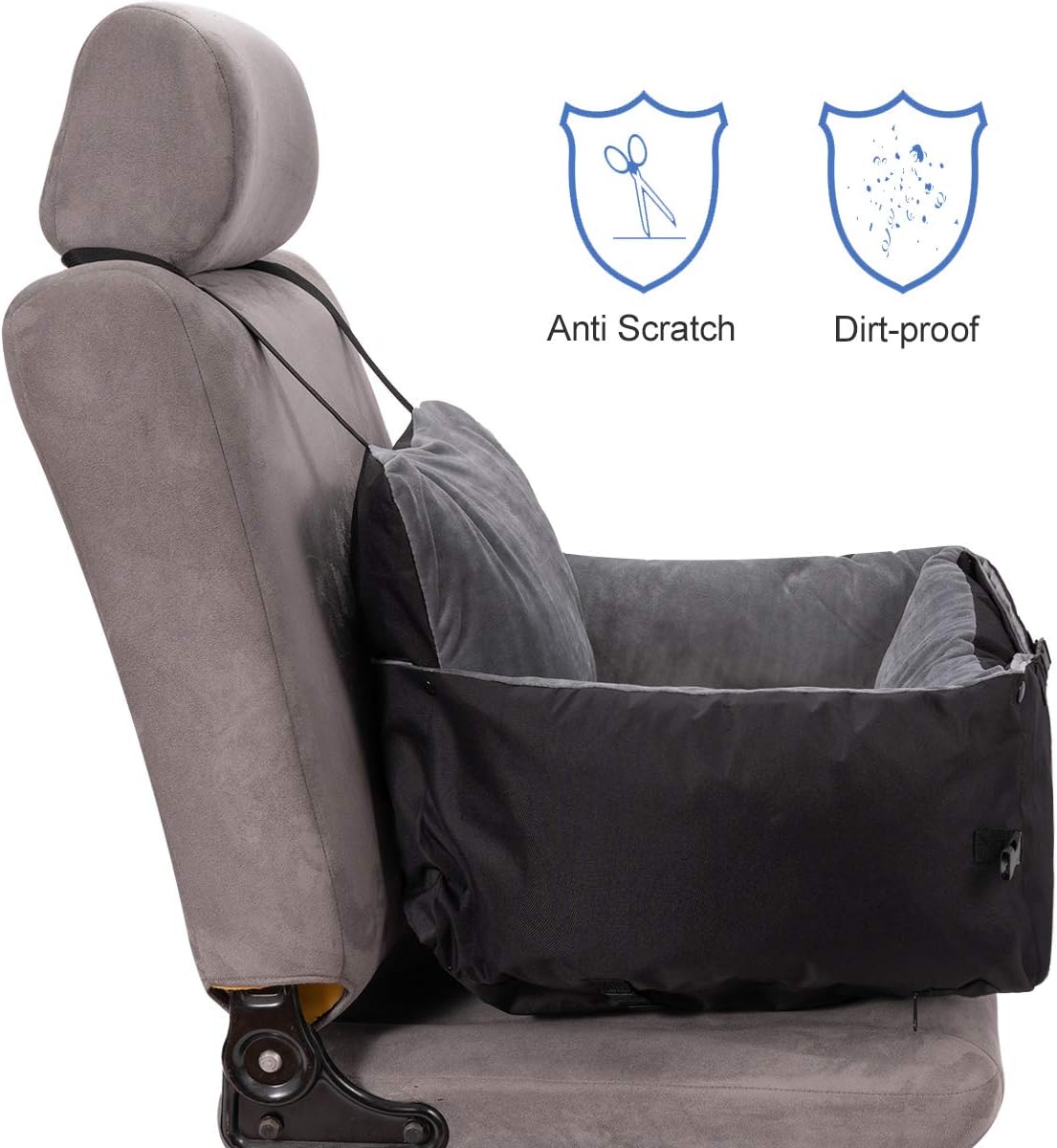 2-in-1 Dog Car Bed Booster Seat with Safety Leash O13278
