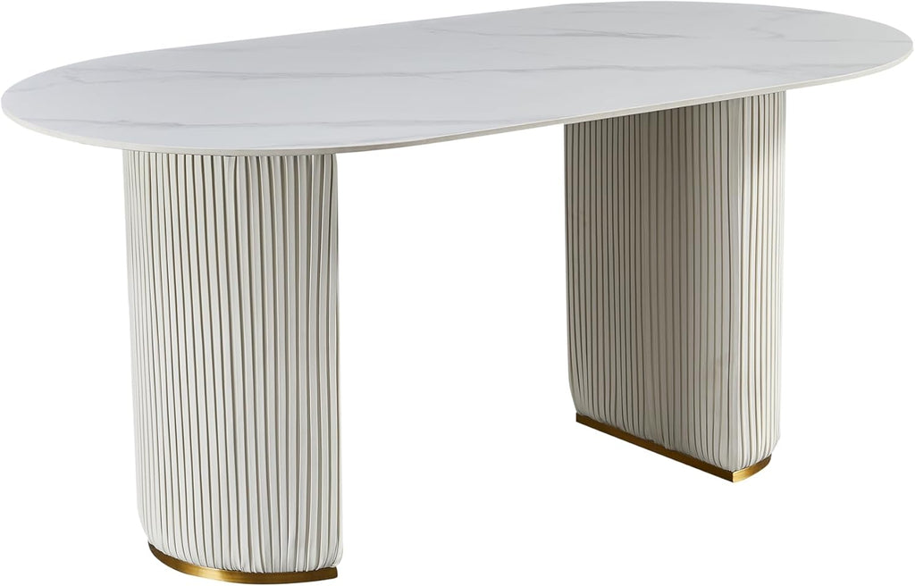 White Oval Marble Dining Table S605