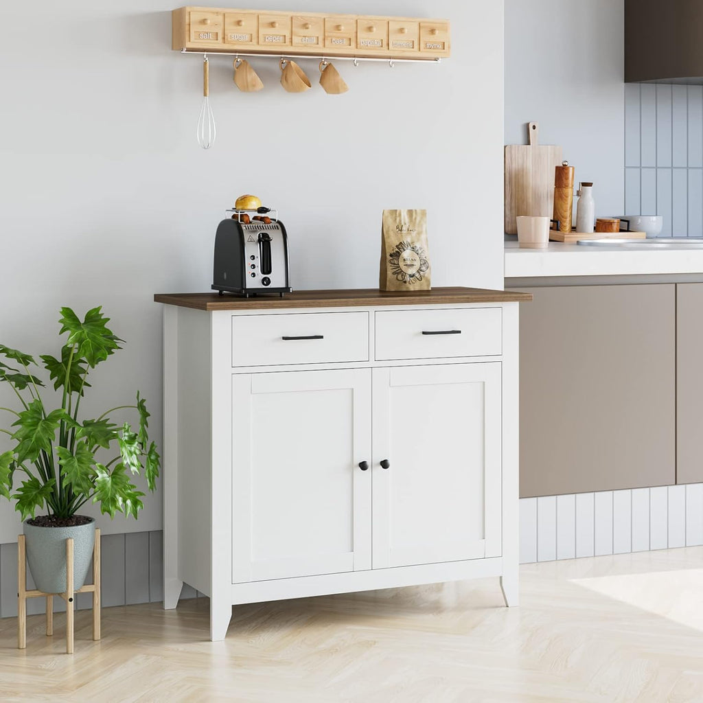 Ivory White Kitchen Storage Cabinet with Drawers and Doors G8232