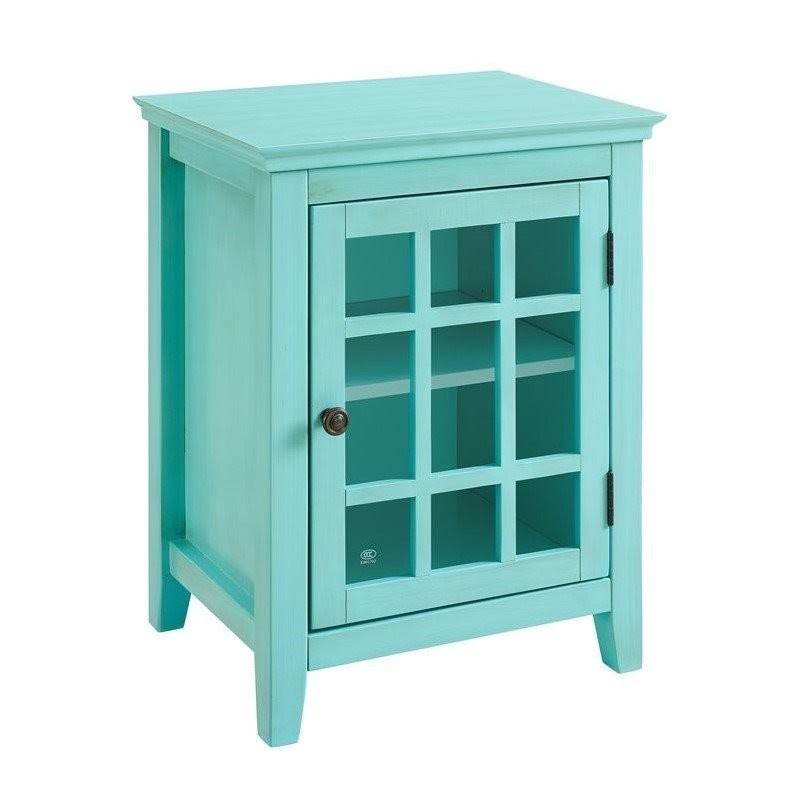 Antique Single Door Curio Cabinet in Turquoise X460