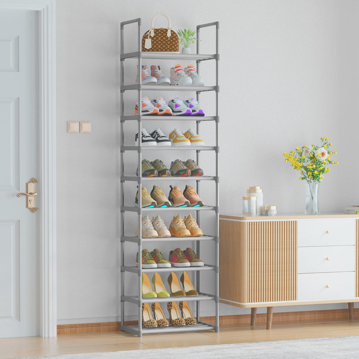 5 Tier Long Shoe Rack and 10 Tier Narrow Tall Shoe Rack Y226519