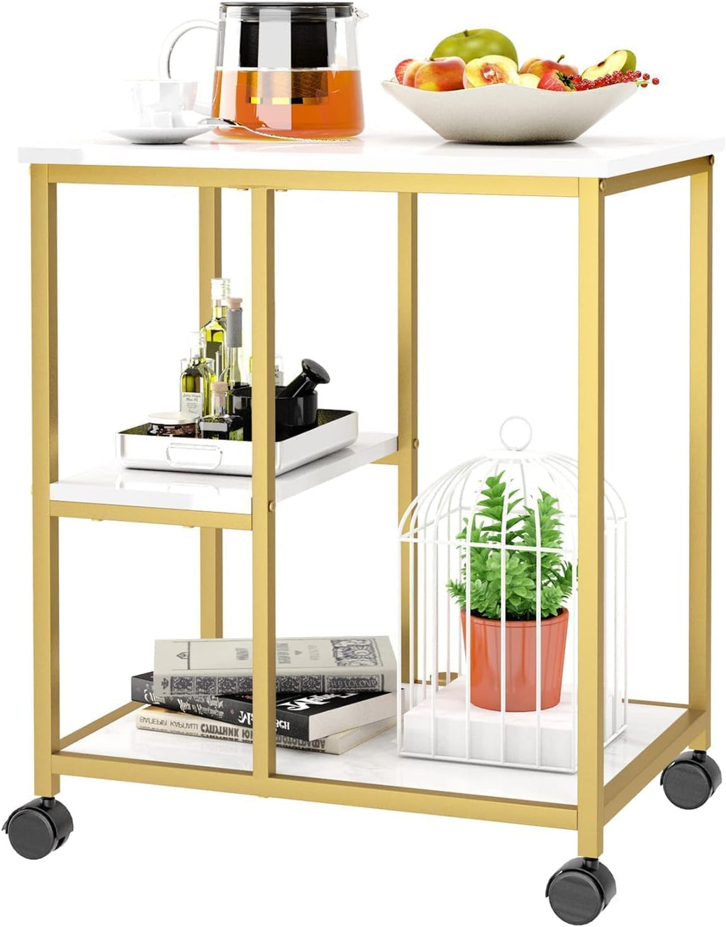 Gold Bar Cart with Shelves D5805