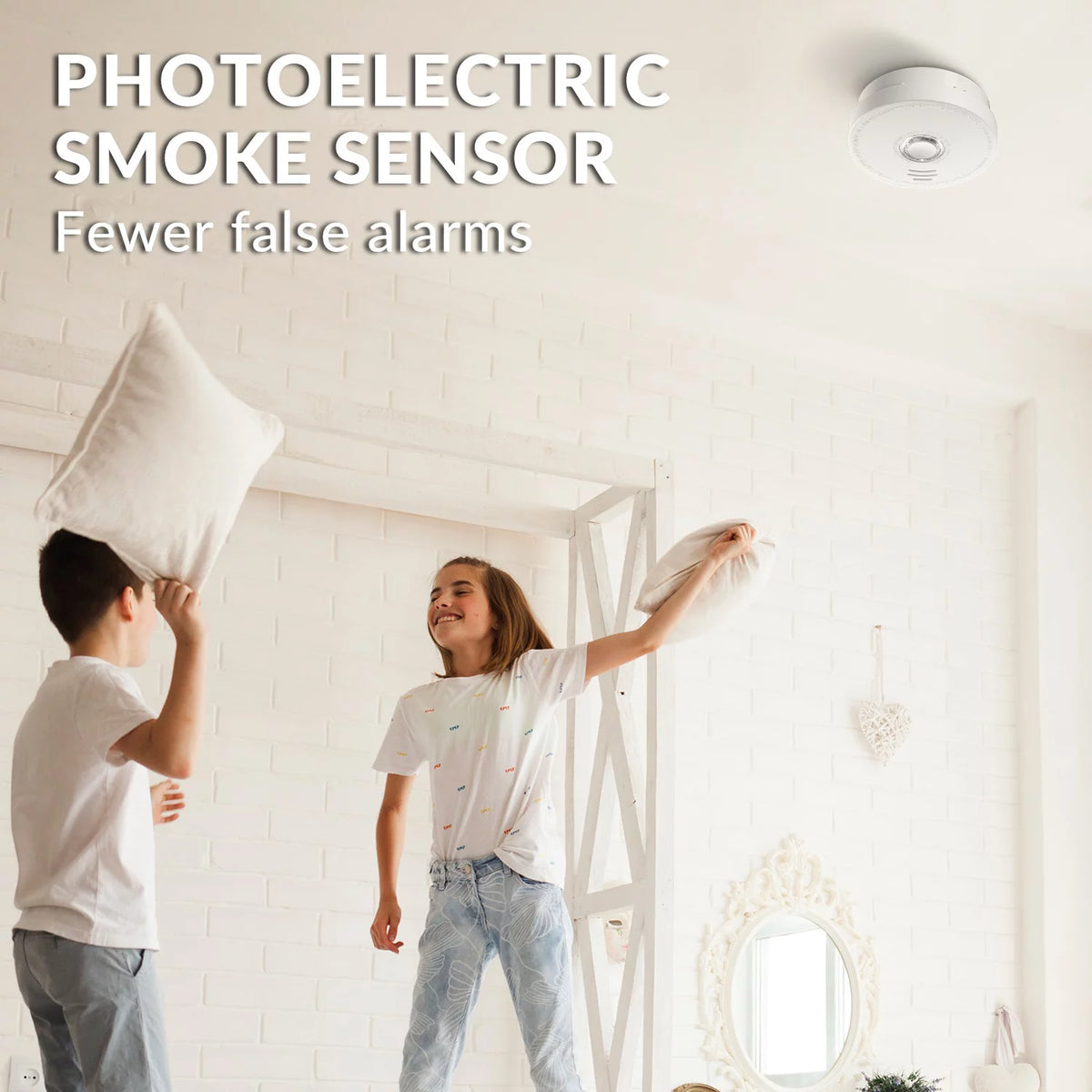 2 Pack 9V Battery Operated Photoelectric Smoke Alarm S520