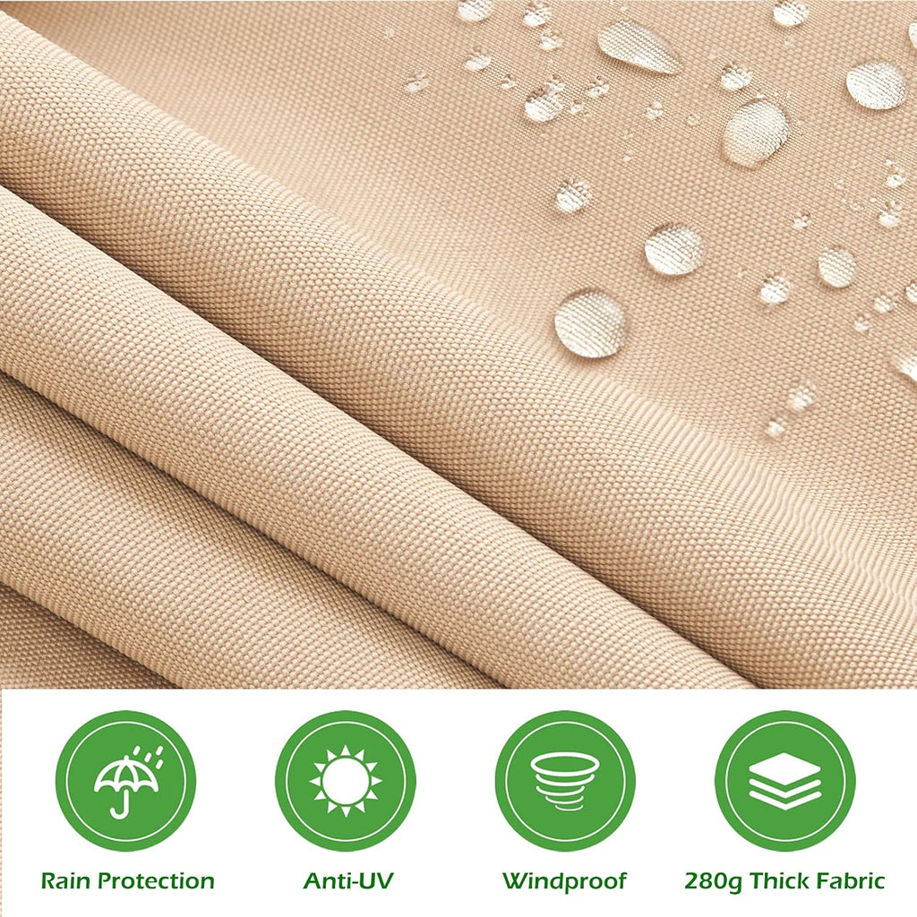 13'×8' Retractable Patio Awning with Manual Crank Handle, Beige B5920
