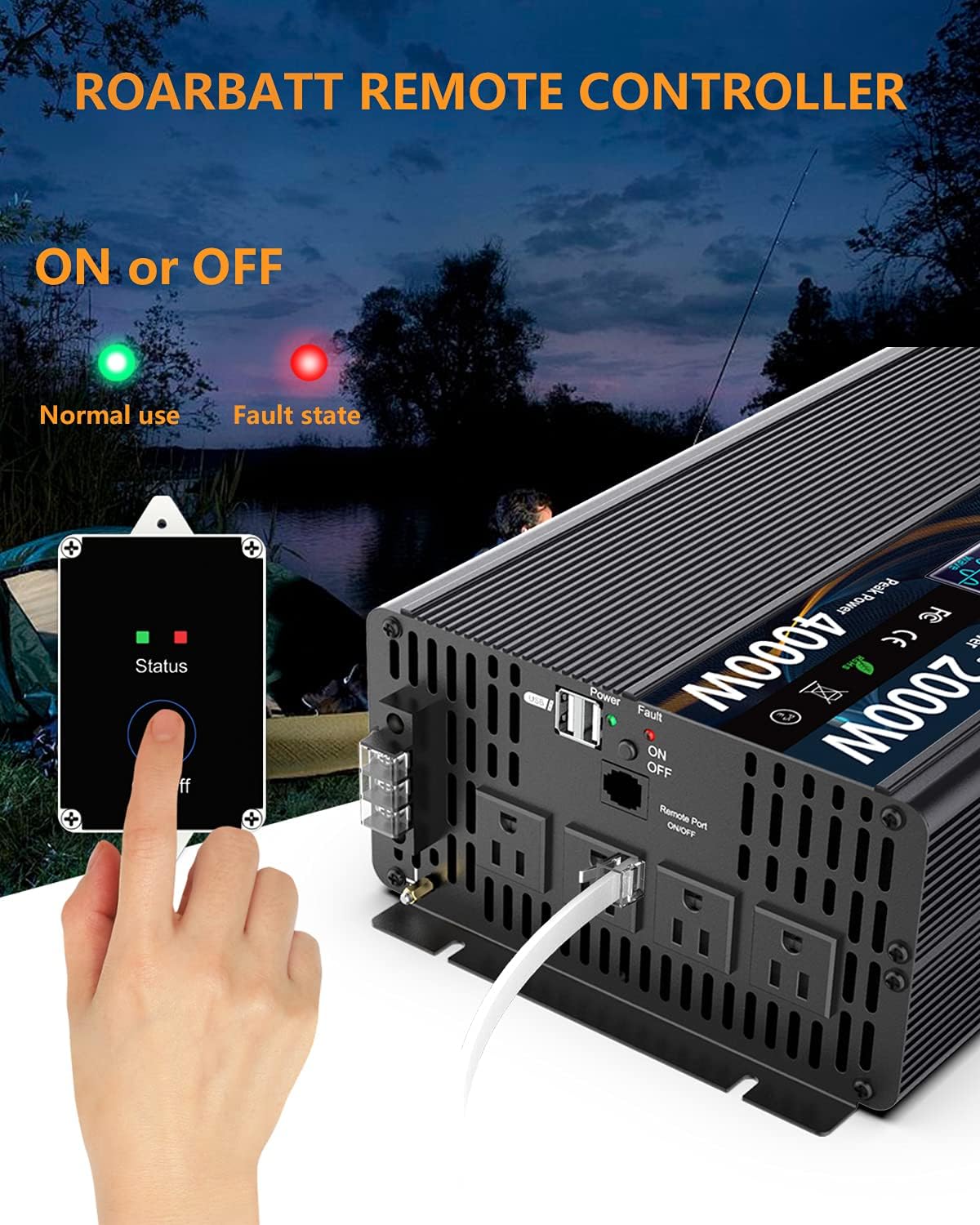 2000W Pure Sine Wave Power Inverter 12V DC to 110V/120V H951