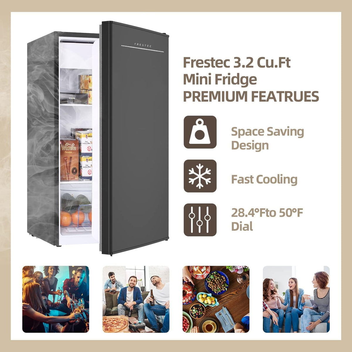 3.2 Cu.Ft. Small Refrigerator with Freezer (Black) O1959