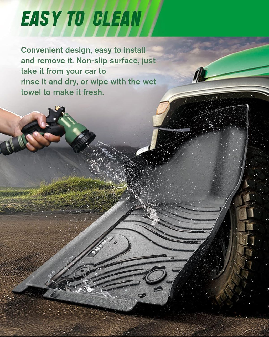 Black TPE Car Floor Mats Full Set Y730