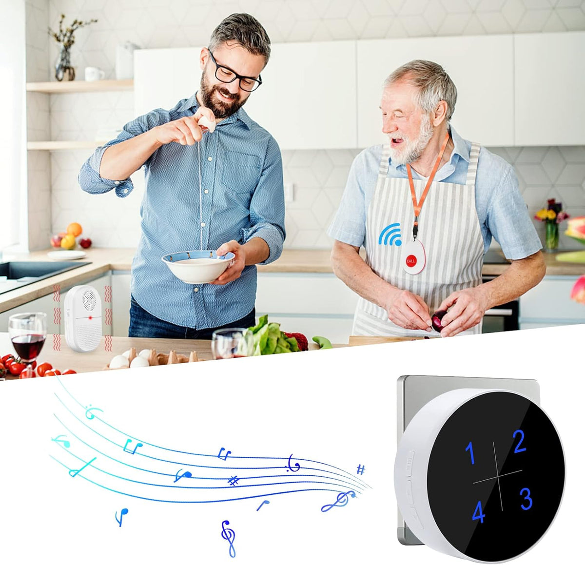 Wireless Caregiver Pager Emergency Alert System Call Button F741