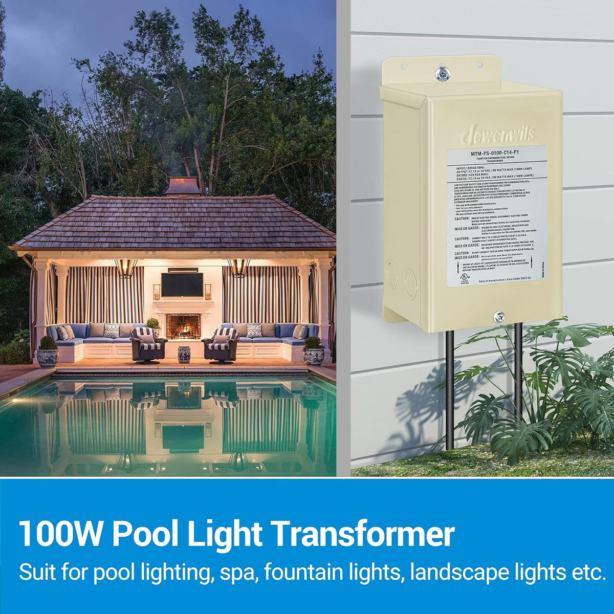 100W Multi-tap Low Voltage Pool Light Transformer P717