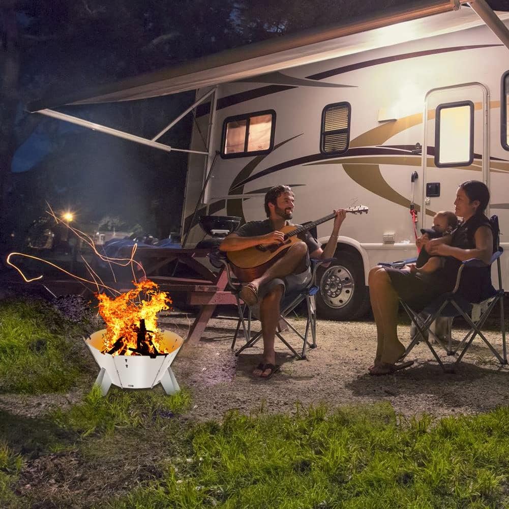 Portable Collapsible Stainless Steel Wood Burning Fire Pit W3519