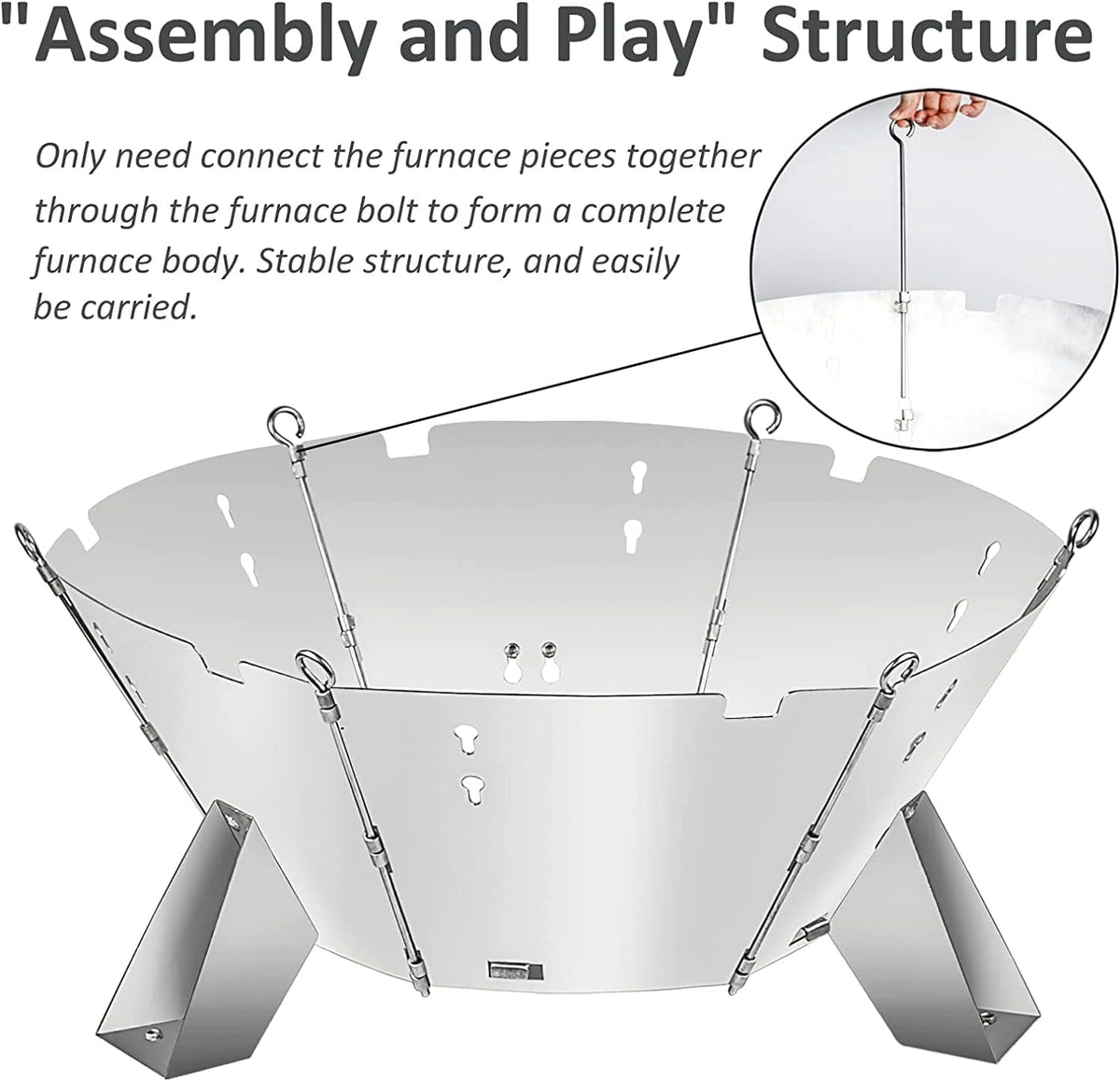 Portable Collapsible Stainless Steel Wood Burning Fire Pit W3519