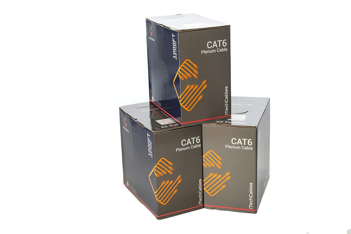 CAT6 Plenum Bulk Ethernet Cable 1000ft 23AWG 4Pair Solid White R4889