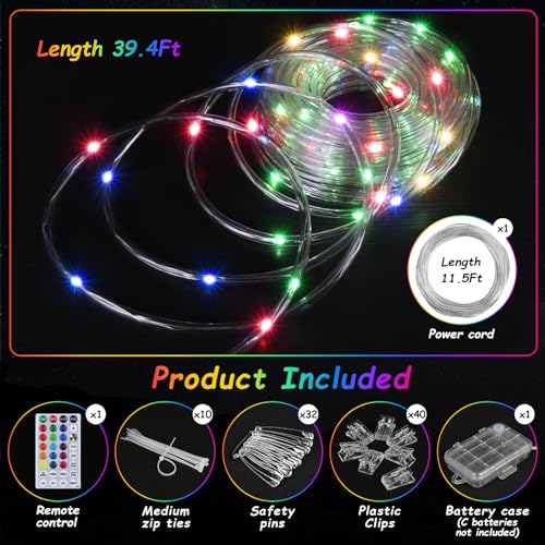 40ft LED Canopy String Lights with Remote D140
